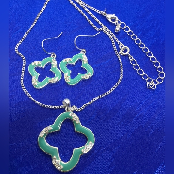 18" Turquoise enamel Avon necklace earrings bracelet Set L7 - Picture 2 of 5